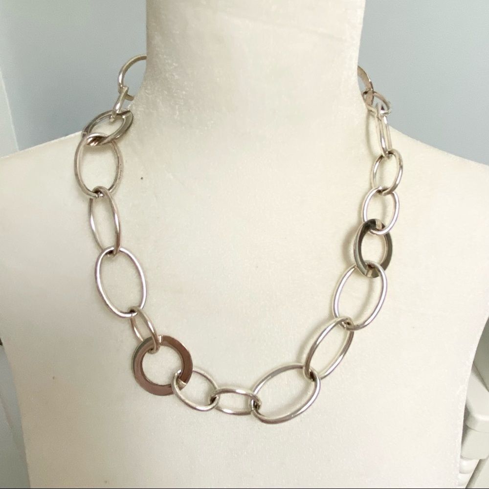 🍭4/$20 Silver tone link t-clasp metal necklace